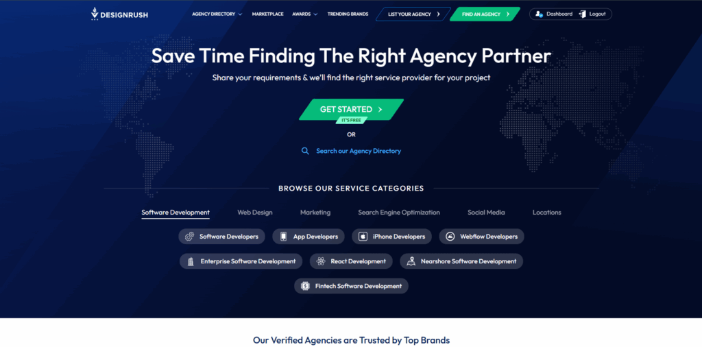 a screenshot of designrush website