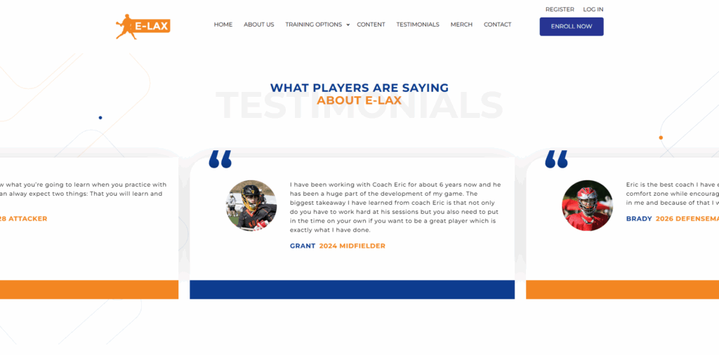 a screenshot of elaxtraining's website