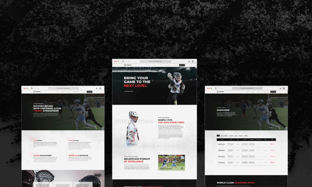 ui ux design services for predators lacrosse website