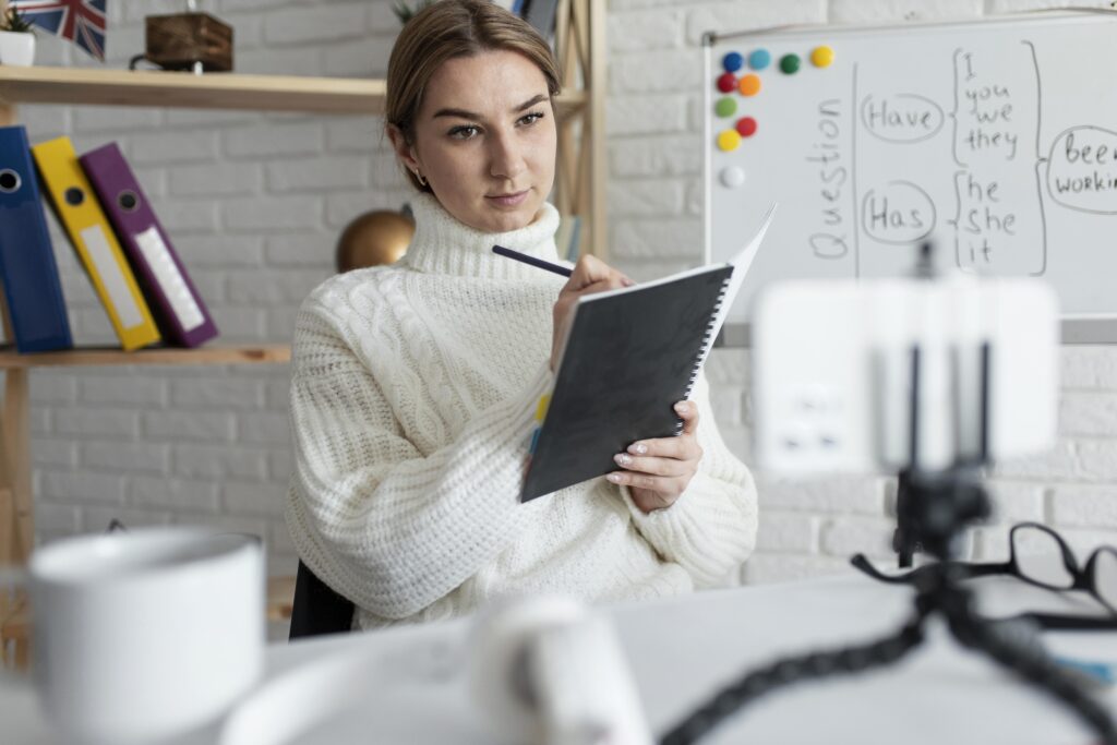 woman learning ux lesson online